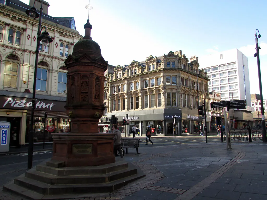 The drinking fountain in the Bigg Market, Newcastle.