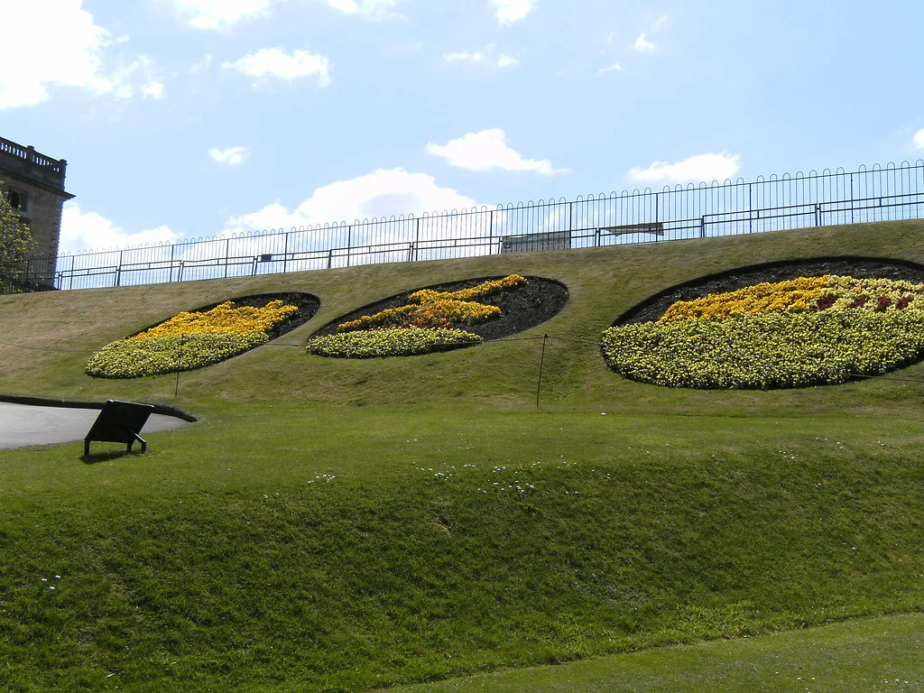 Floral displays on the slopes below Nottingham Castle.
