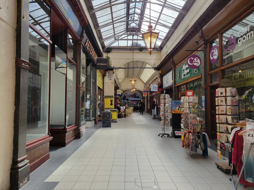 Shops inside the Victorian Market arcade, Inverness.