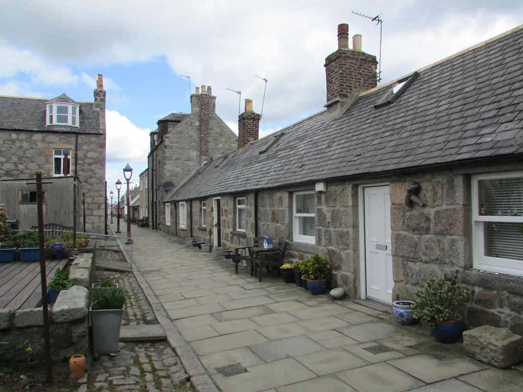 Former fishermen's cottages in Footdee, Aberdeen.