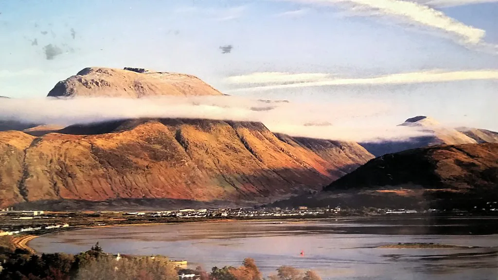 Ben Nevis at sunset above Loch Linnhe, near Fort William.