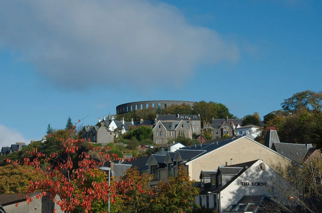 McCaig's Tower above the rooftops of Oban.