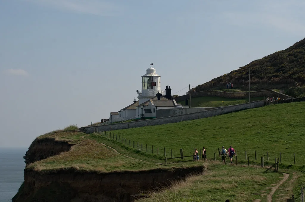 Whitby Lighthouse on the cliffs near Whitby.