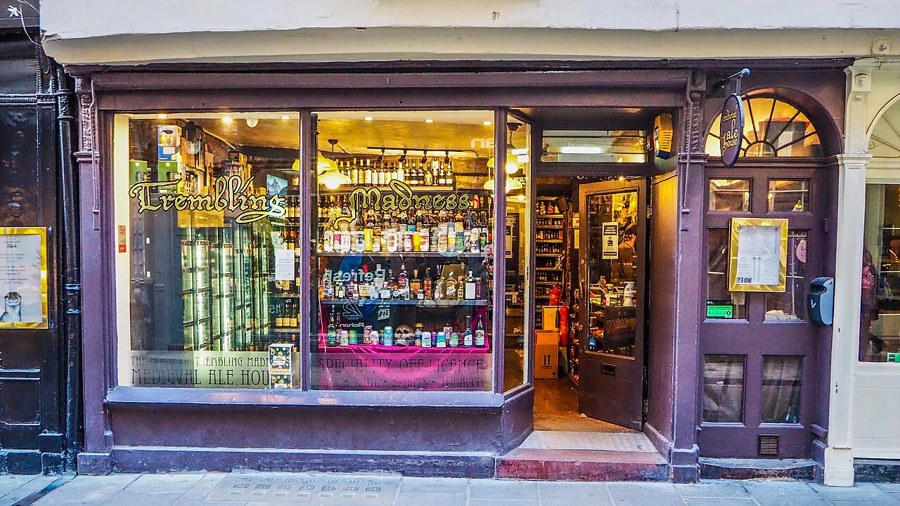 The House of the Trembling Madness shopfront on Stonegate, York.