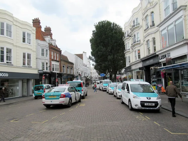 Looking along East Street, Brighton.