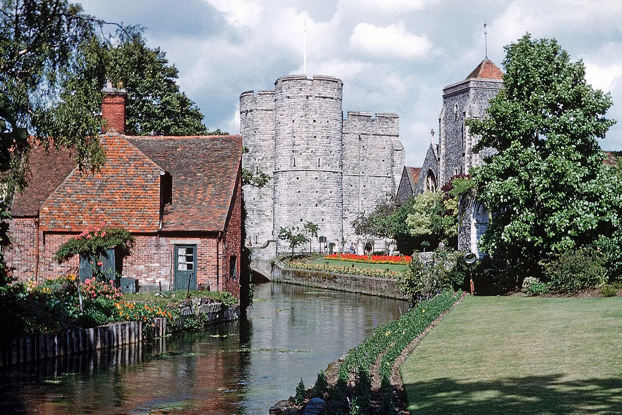 The Westgate Towers beside the River Stour, Canterbury.