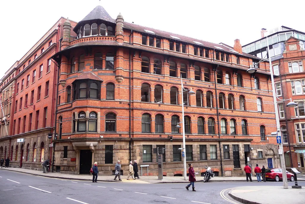 Red-brick buildings at Stoney Street and Barker Gate, Nottingham.