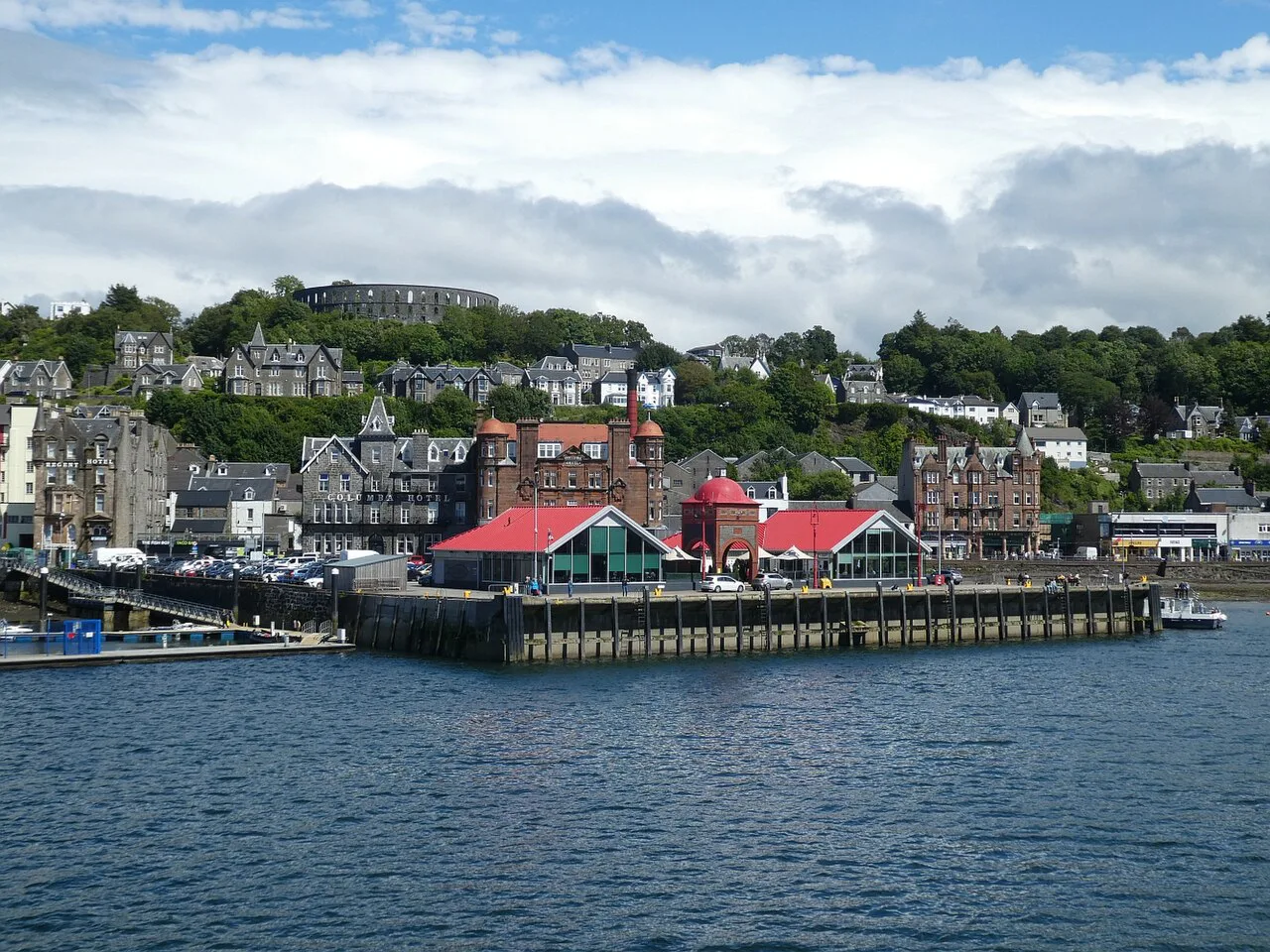 Oban seafront seen across the bay from the North Pier.