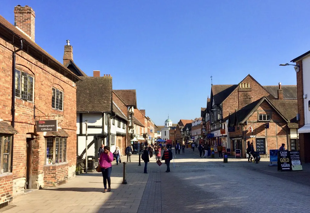 A street of old houses in Stratford-upon-Avon.