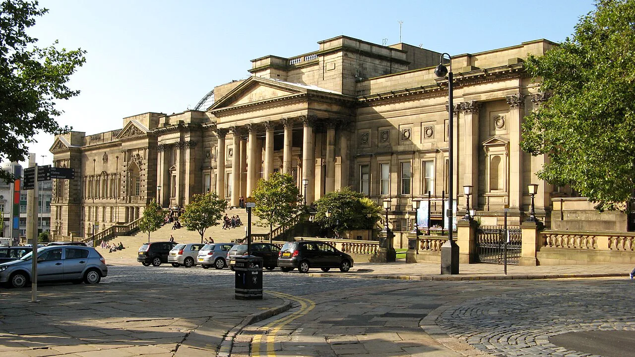 The World Museum and city library buildings in Liverpool.