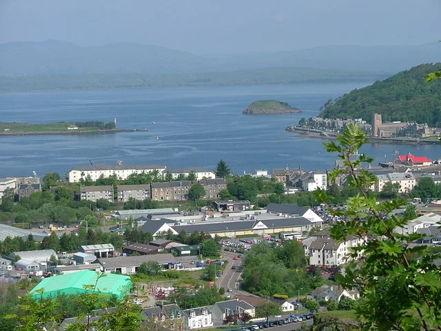 Oban and Oban Bay seen from the hill above McCaig Road.