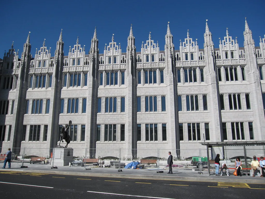 The granite front of Marischal College in Aberdeen.