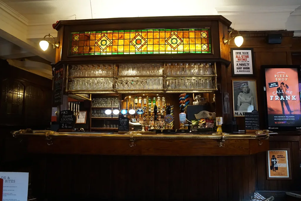 The bar at Ma Egerton's Stage Door pub on Pudsey Street, Liverpool.