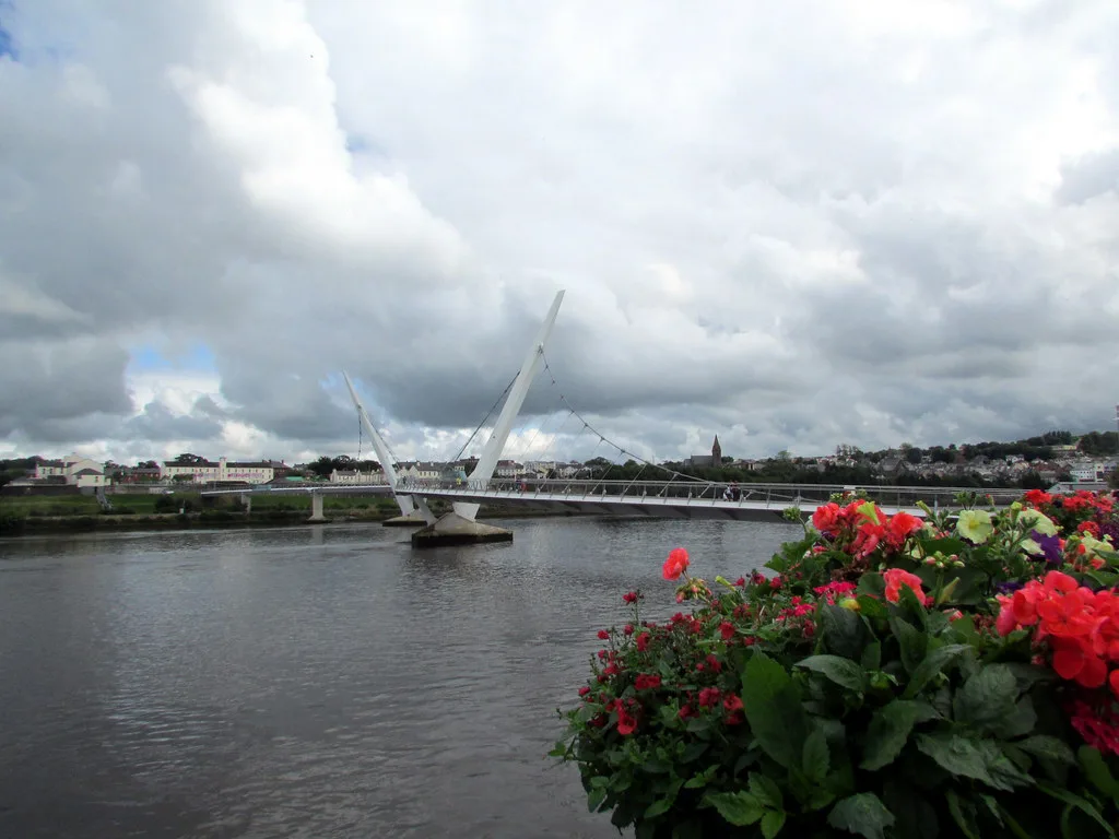 The Peace Bridge over the River Foyle in Derry.
