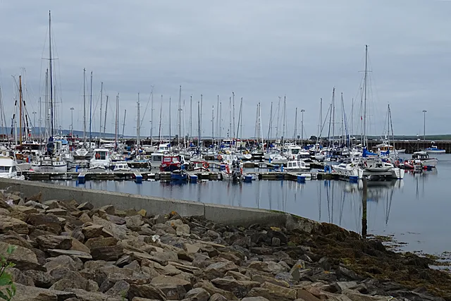 Yachts moored in Kirkwall Marina, Orkney.