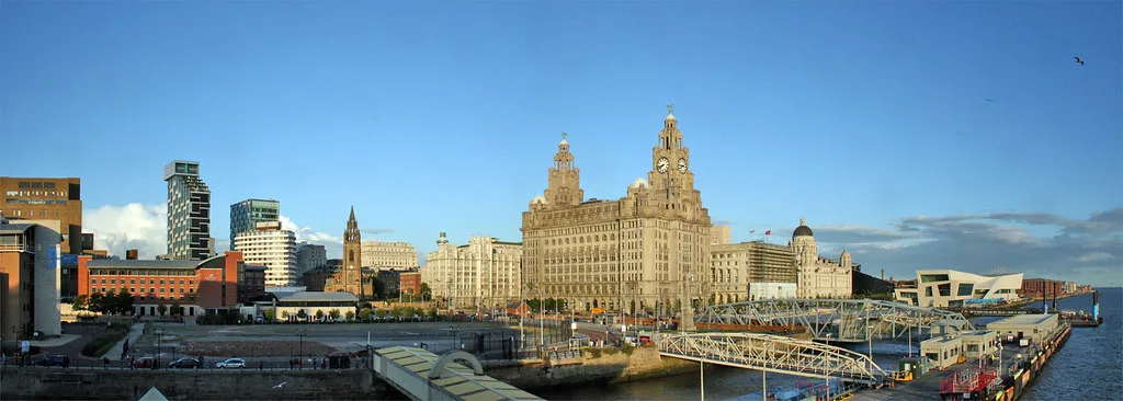 The Liverpool waterfront seen across the Mersey.