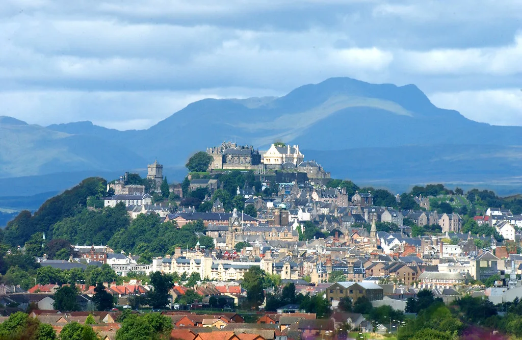 Stirling Castle above the rooftops of Stirling.