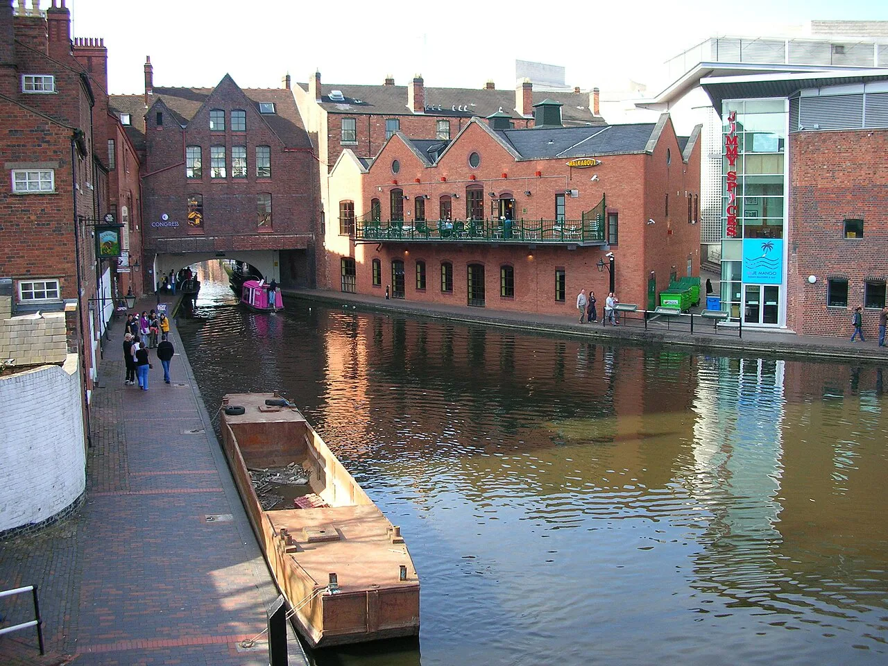 Gas Street Basin looking towards Brindleyplace, Birmingham.