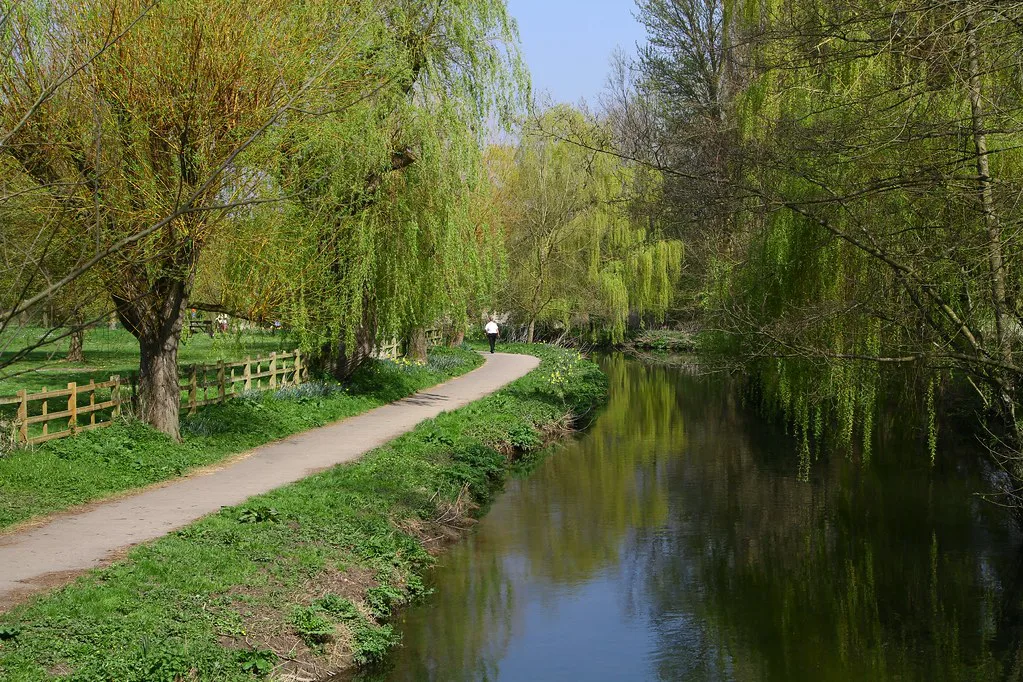 A riverside path through Westgate Gardens, Canterbury.