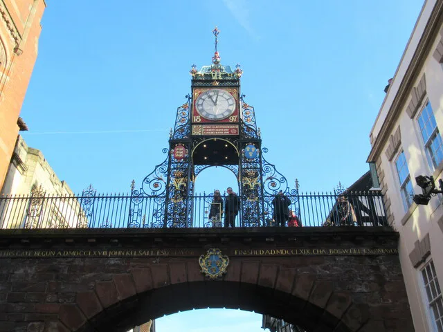 The Eastgate Clock above Eastgate Street, Chester.