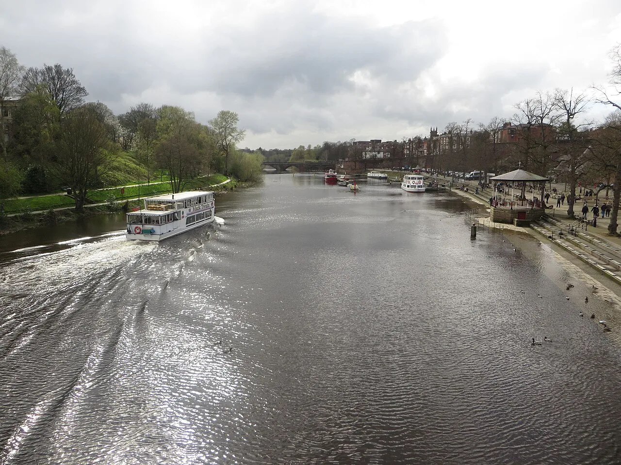 A pleasure boat on the River Dee, Chester.