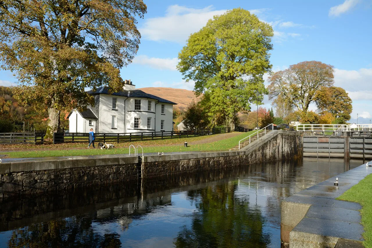 A lock in Neptune's Staircase at Banavie, near Fort William.