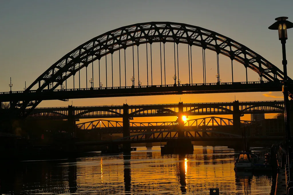 The Tyne bridges at sunset, Newcastle.