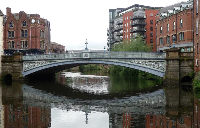 Leeds Bridge over the River Aire, Leeds.