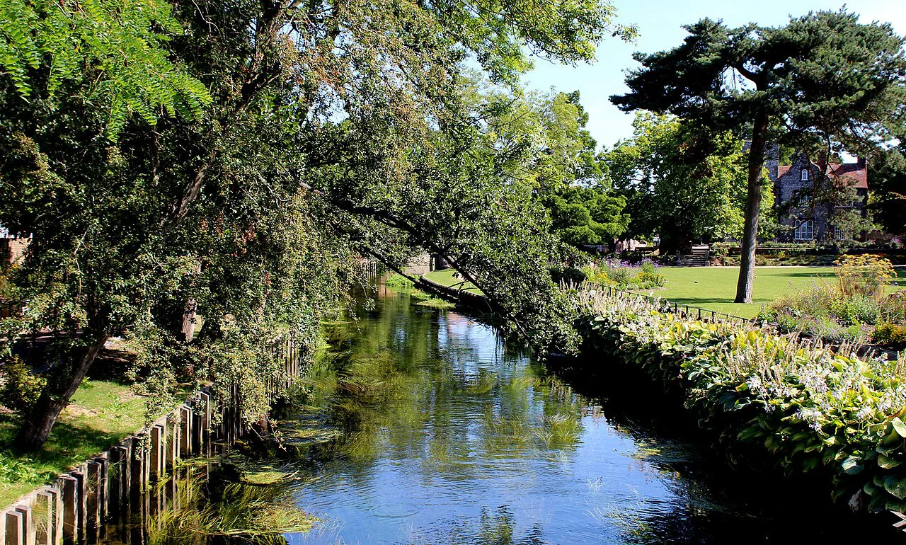The River Stour flowing through Westgate Gardens, Canterbury.