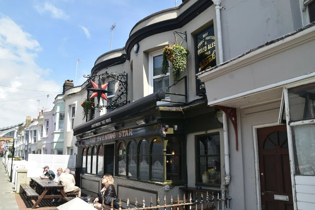 The Evening Star pub on a terraced street in Brighton.