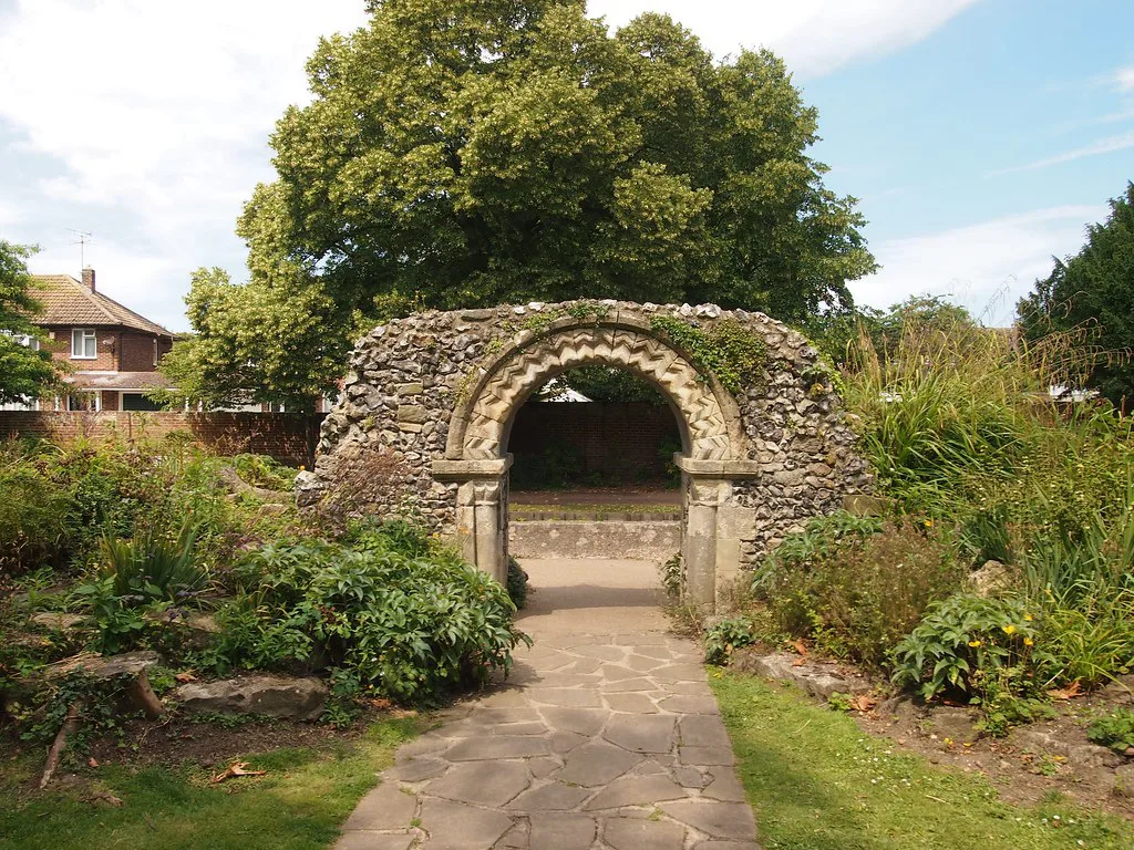 Old stone archway in Westgate Gardens, Canterbury.