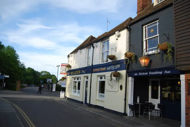 The Millers Arms pub on a corner in Canterbury.