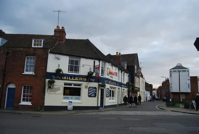 The Millers Arms and its neighbouring street in Canterbury.