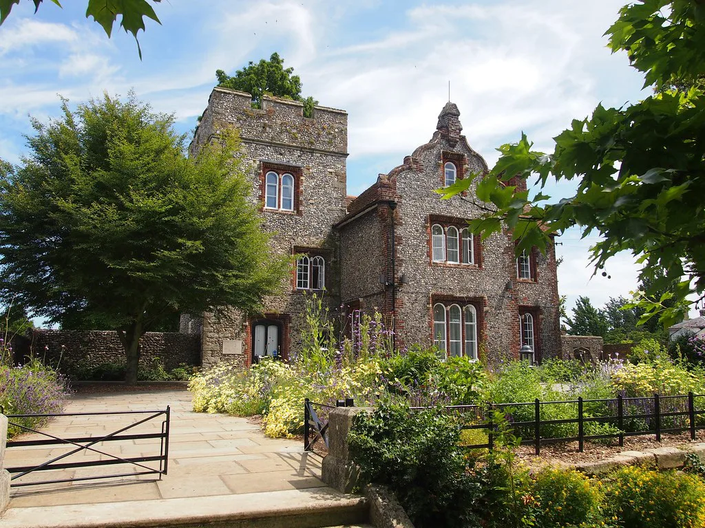 Historic flint building in Westgate Gardens, Canterbury.