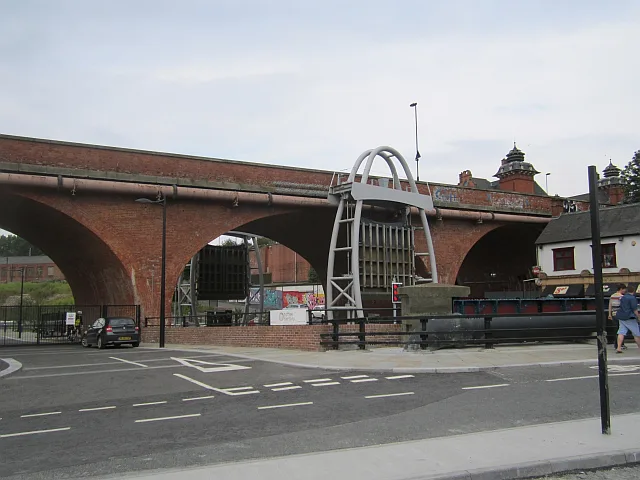The sluice on the Ouseburn beneath the viaduct, Newcastle upon Tyne.