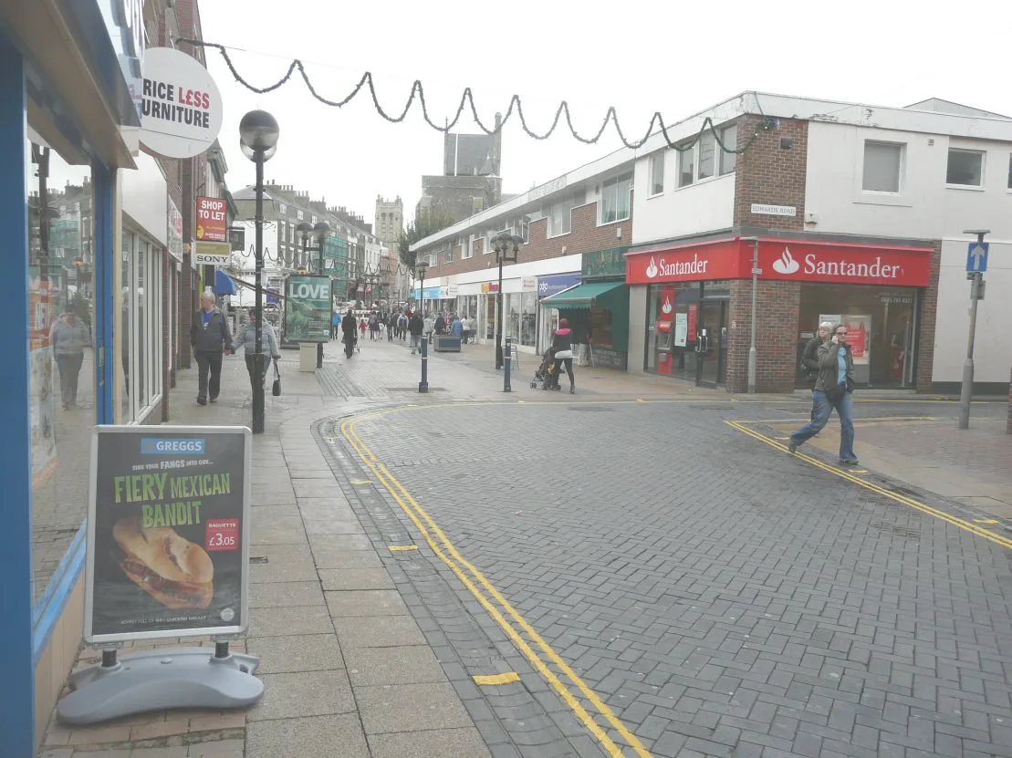 Shops along Biggin Street, Dover.