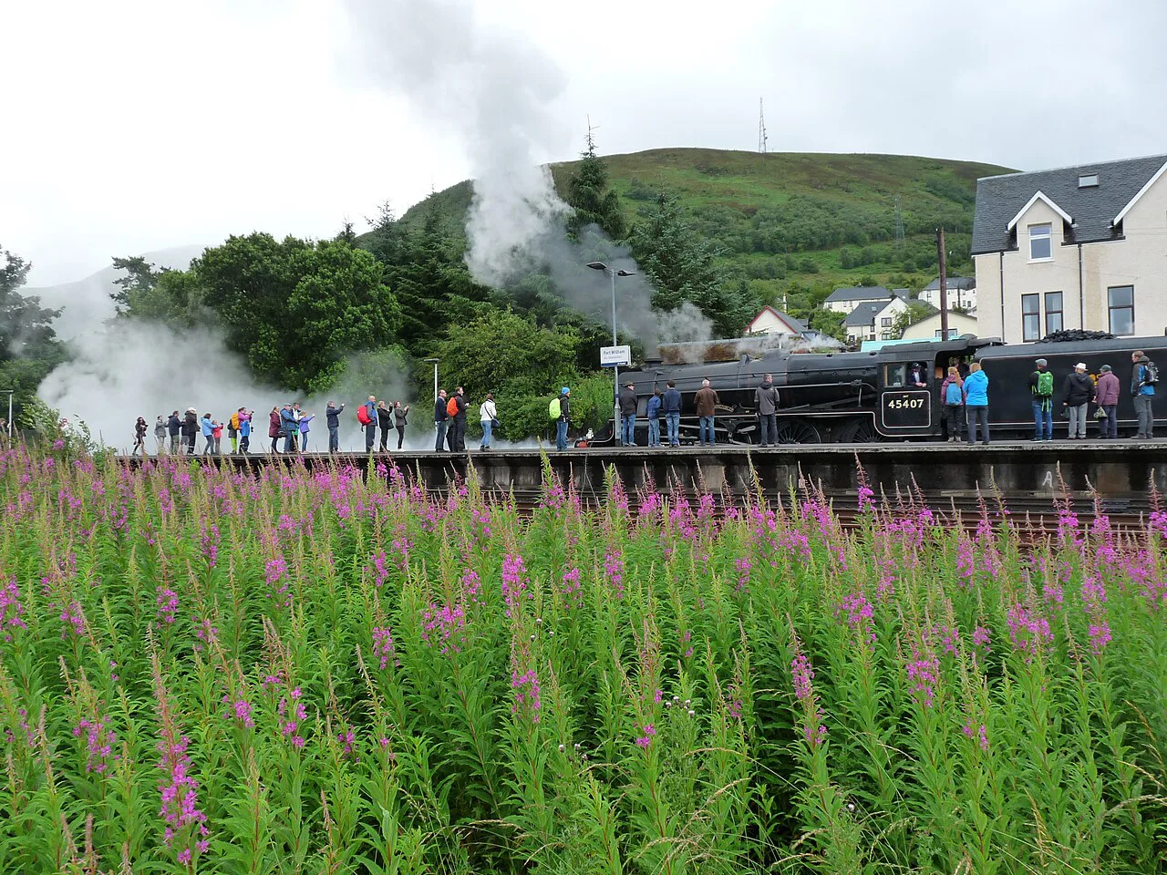 The Jacobite steam train at Fort William railway station.