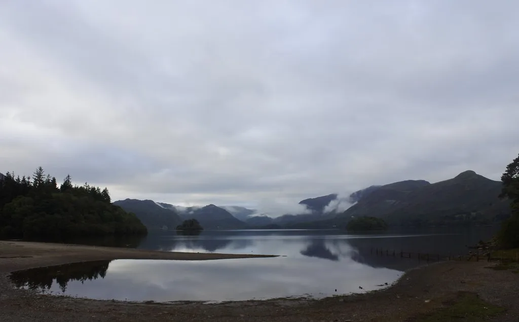 The Derwentwater shore in the early morning.