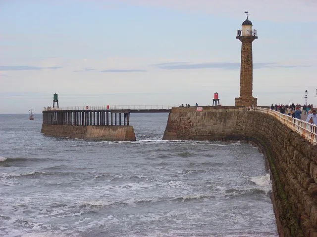 The West Pier and lighthouse, Whitby.