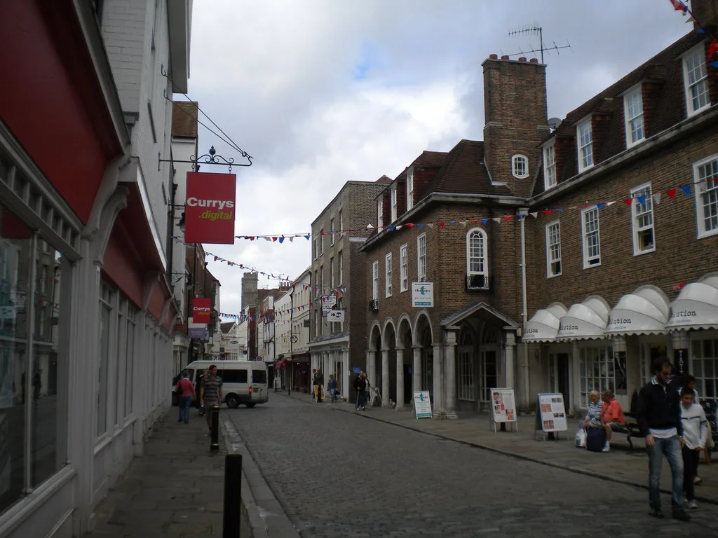 Shops along Burgate, Canterbury.