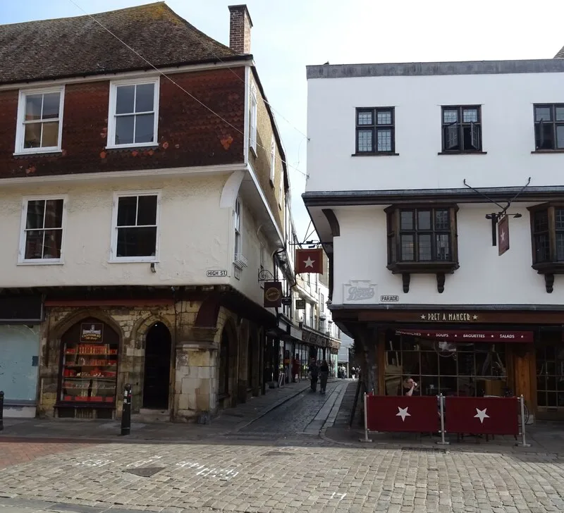 Timber-framed buildings on Mercery Lane, Canterbury.