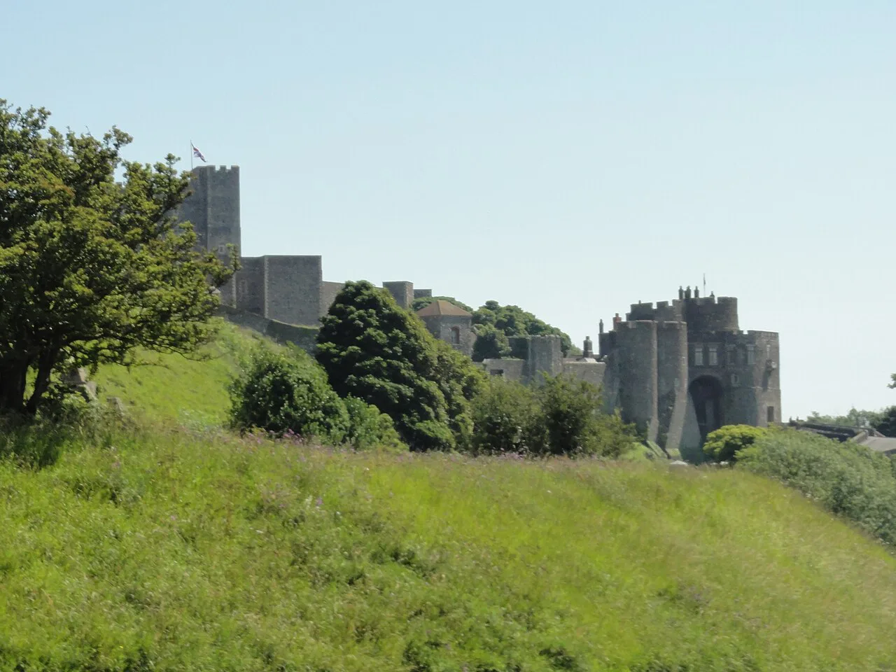 Dover Castle above the town of Dover.