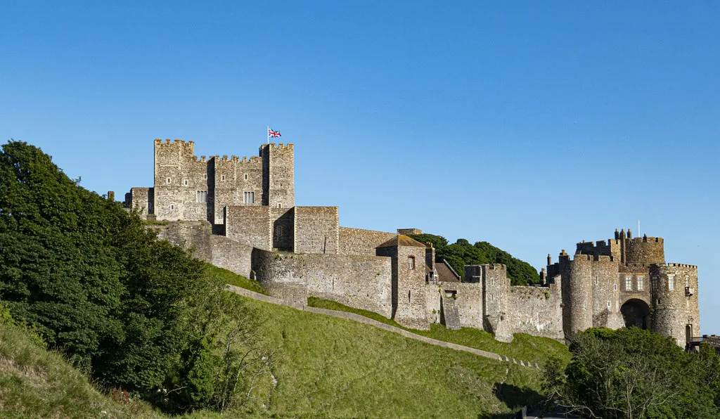 Dover Castle on its hill above Dover.