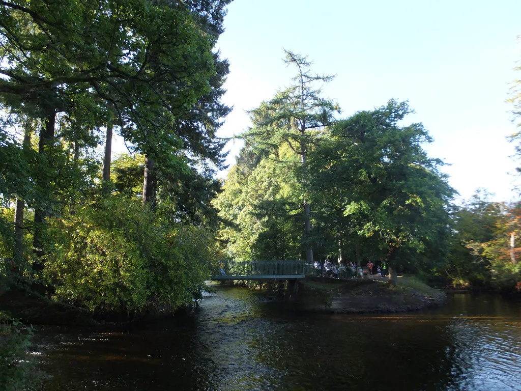 The River Ness flowing past the Ness Islands, Inverness.