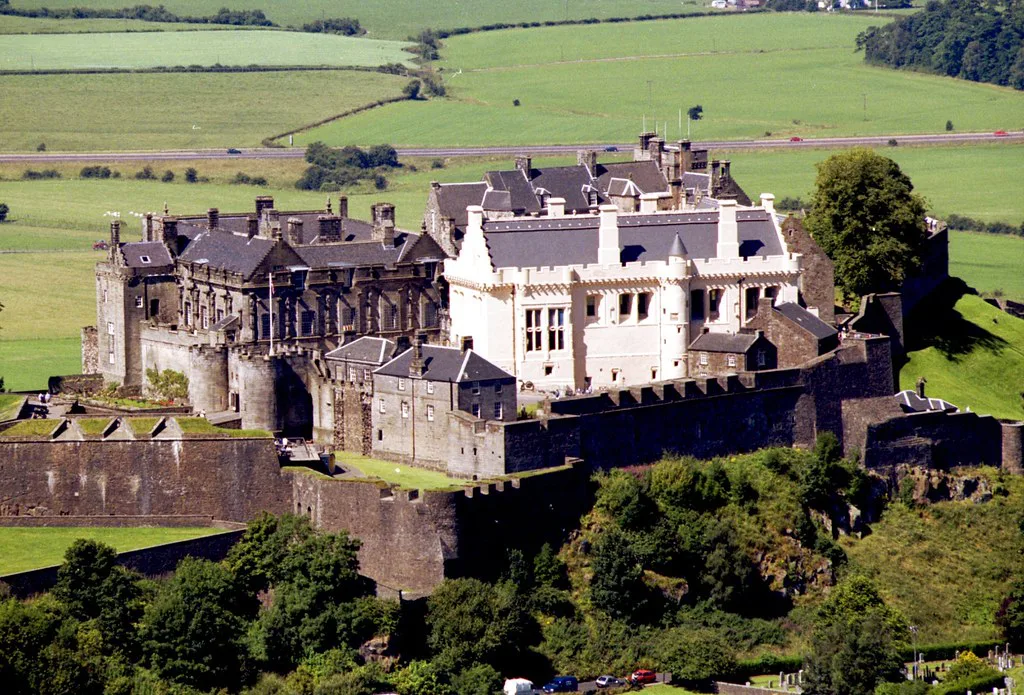 Stirling Castle on its rock above the surrounding countryside.