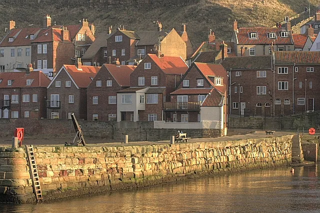 Tate Hill Pier and the old town of Whitby.