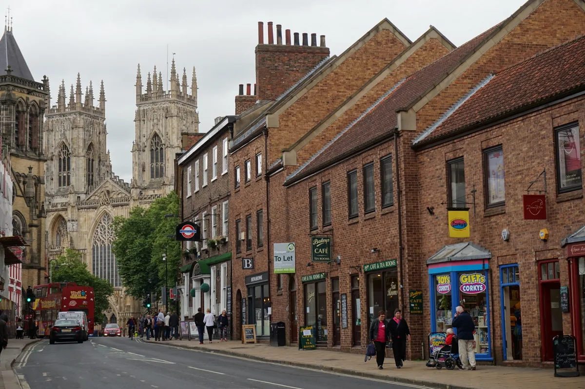 Museum Street in York with York Minster behind.