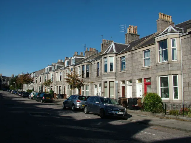 Granite terraced houses on Stanley Street, Aberdeen.