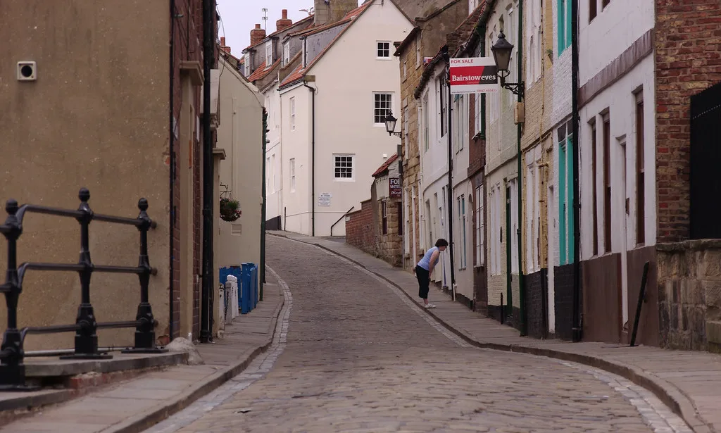 Cobbled Henrietta Street in Whitby.