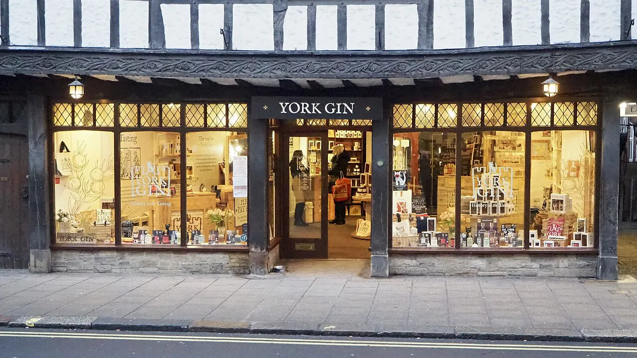 The York Gin shop in Herbert House on Pavement, York.